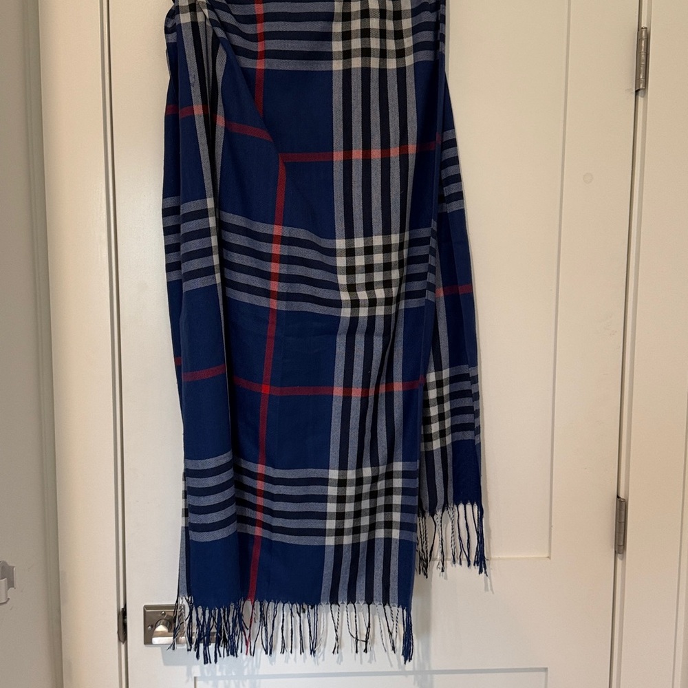 Plaid Blue and Red Scarf